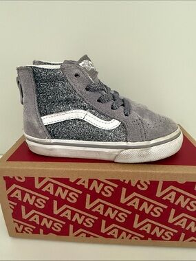 Vans Skate High Toddler silver glitter